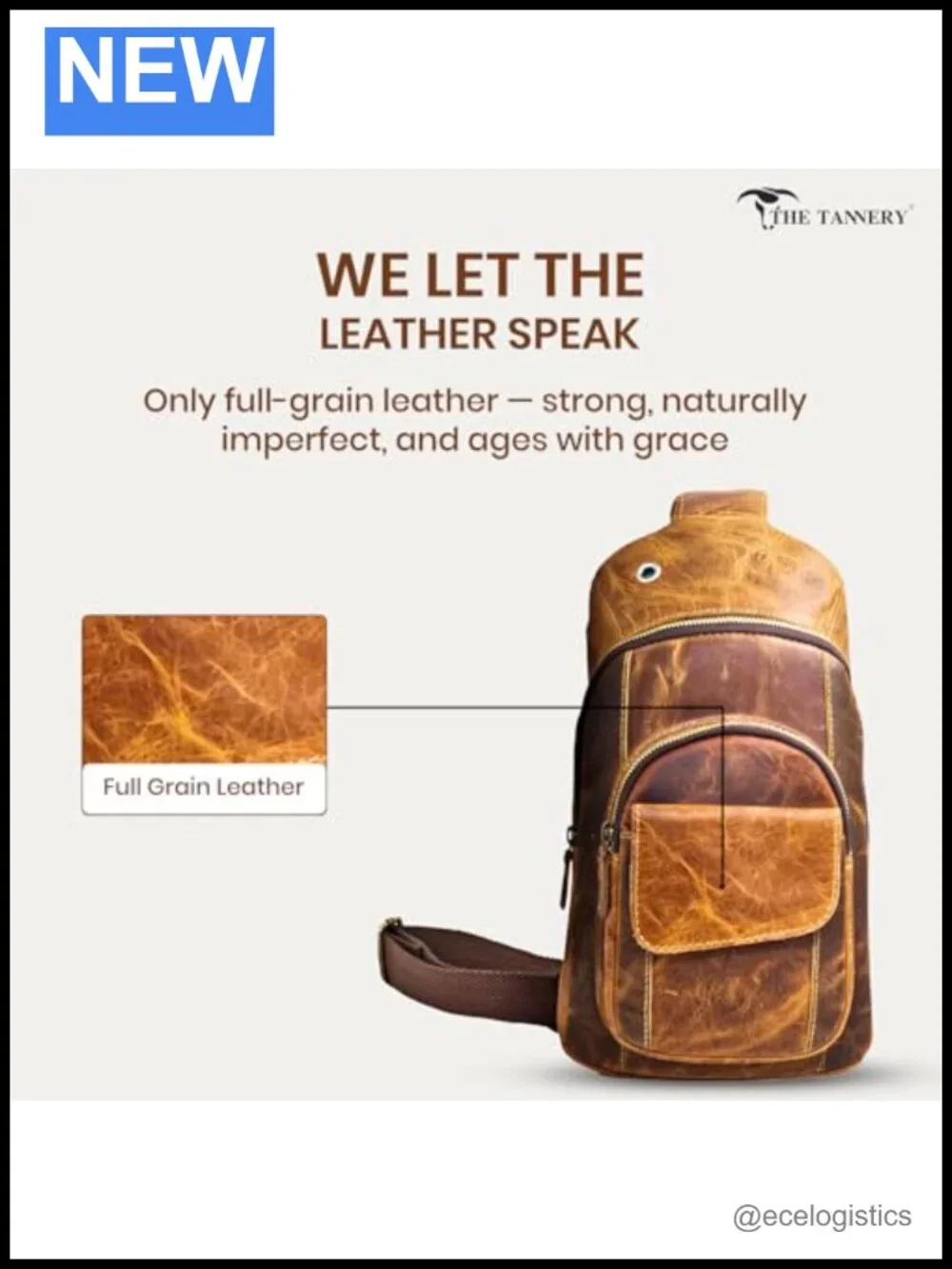 Handmade Leather Crossbody Sling Bag for Men Unisex
